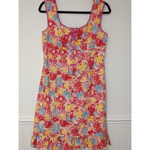 Spenser Jeremy Sundress Lace Trim Ribbon Ties Floral Size 10 Cottagecore Bloom - Picture 1 of 12